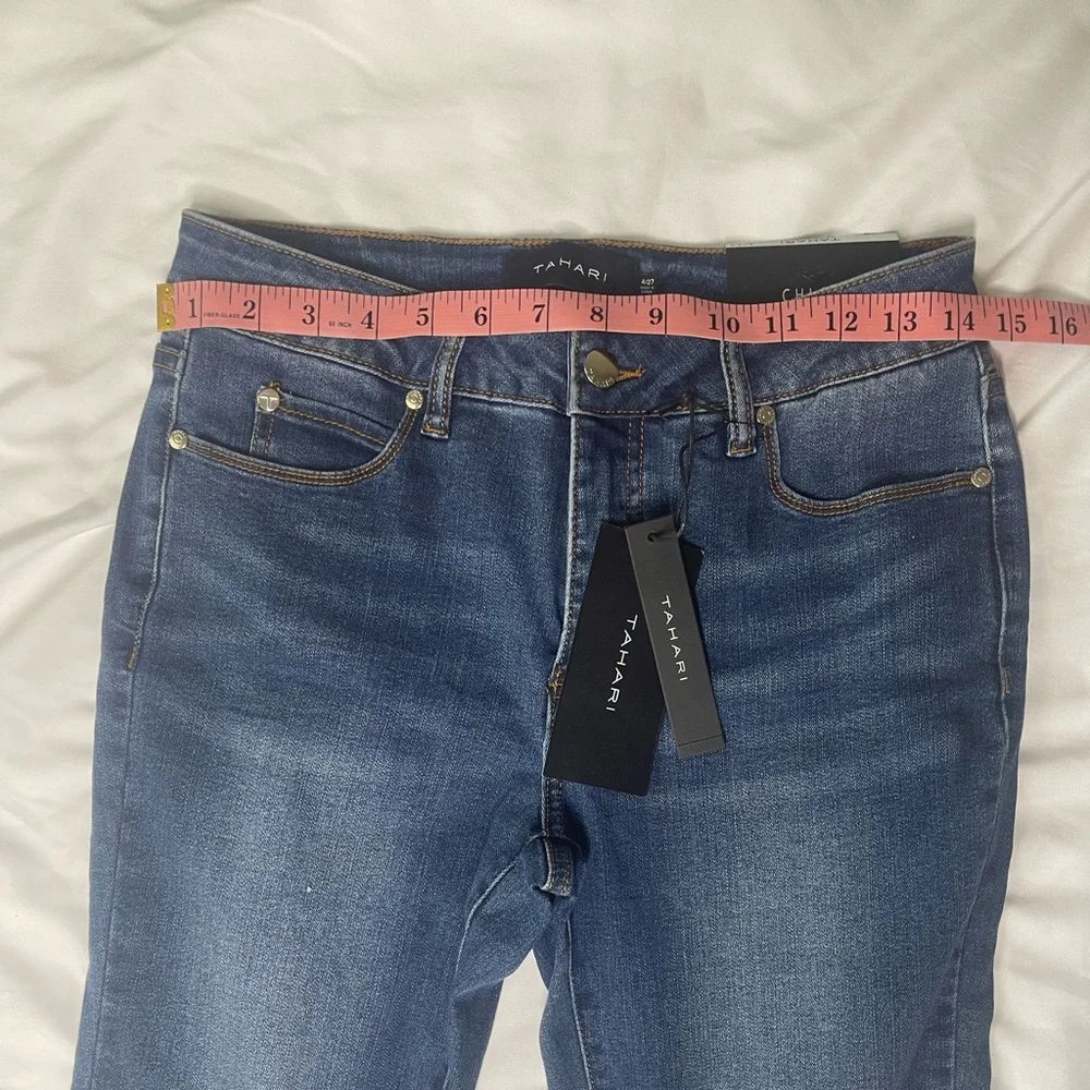 NWT Tahari Blue Skinny Jeans with Stretch and Tapered Leg - Picture 3 of 11